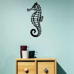 Image of Seahorse Black Decorative Metal Wall Accessory