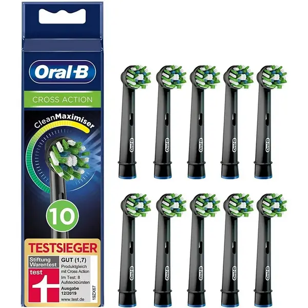 image of Oral B Cross Action Black Edition Electric Toothbrush Replacement Heads 10Pcs