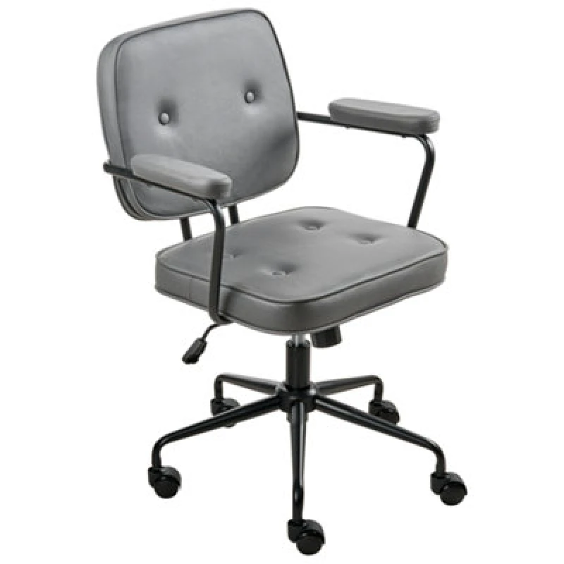 Image of Beliani Industrial Desk Chair Pawnee Velvet Grey