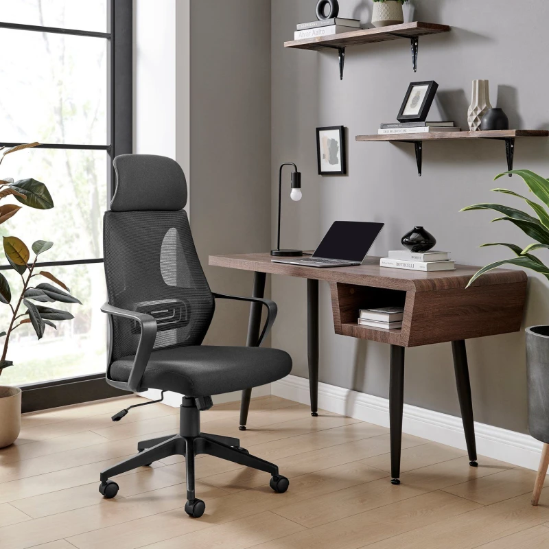 Image of FurnitureboxUK FurnitureboxUK Ubico Black Mesh and Fabric Office Chair Black One Size Unisex 5056657198732