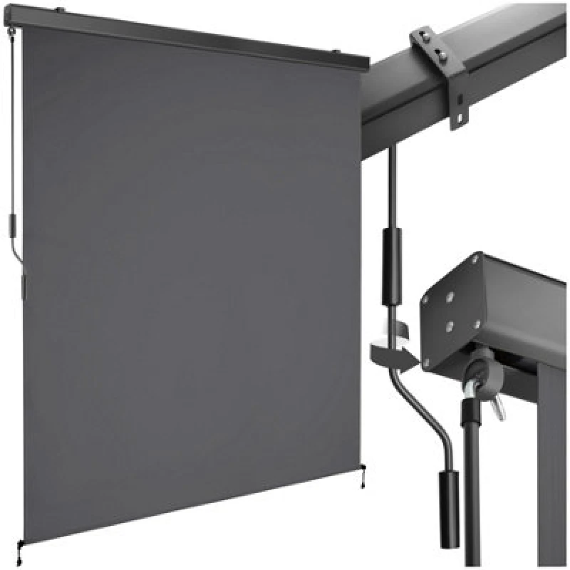 Image of Tectake Vertical Awning Eloise - Installation Materials Included, Retractable, Uv Blocking 160 X 250 Cm - Dark Grey
