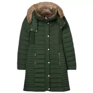 Joules Womens Cherington Longline Padded Coat Dark Green 16