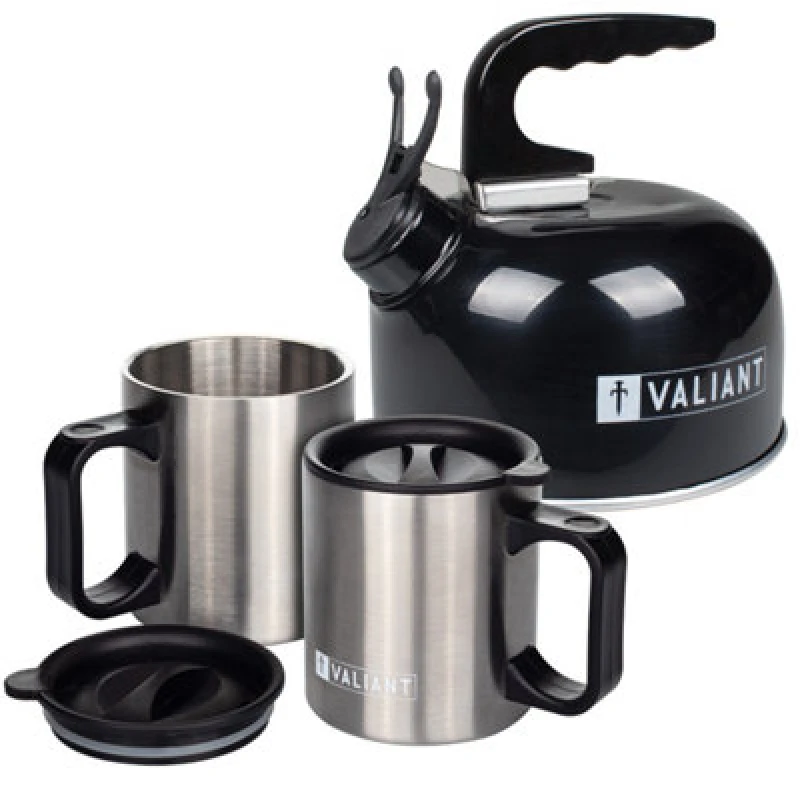 Image of Valiant Valiant Camping Kettle & Insulated Mug Set Metallic Silver unisex