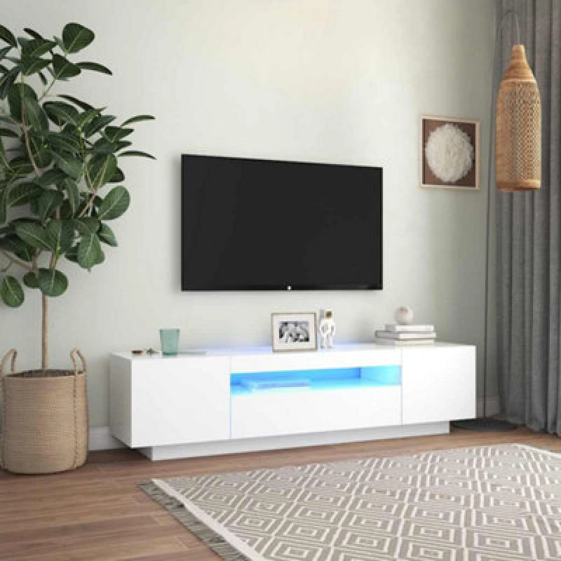 Image of VIDAXL TV Cabinet with LED Lights White 160x35x40cm Vidaxl 8720286218372
