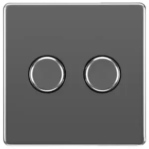 image of BG 400W Screwless Flat Plate Double Dimmer Switch 2-Way Push On/Off - Black Nickel