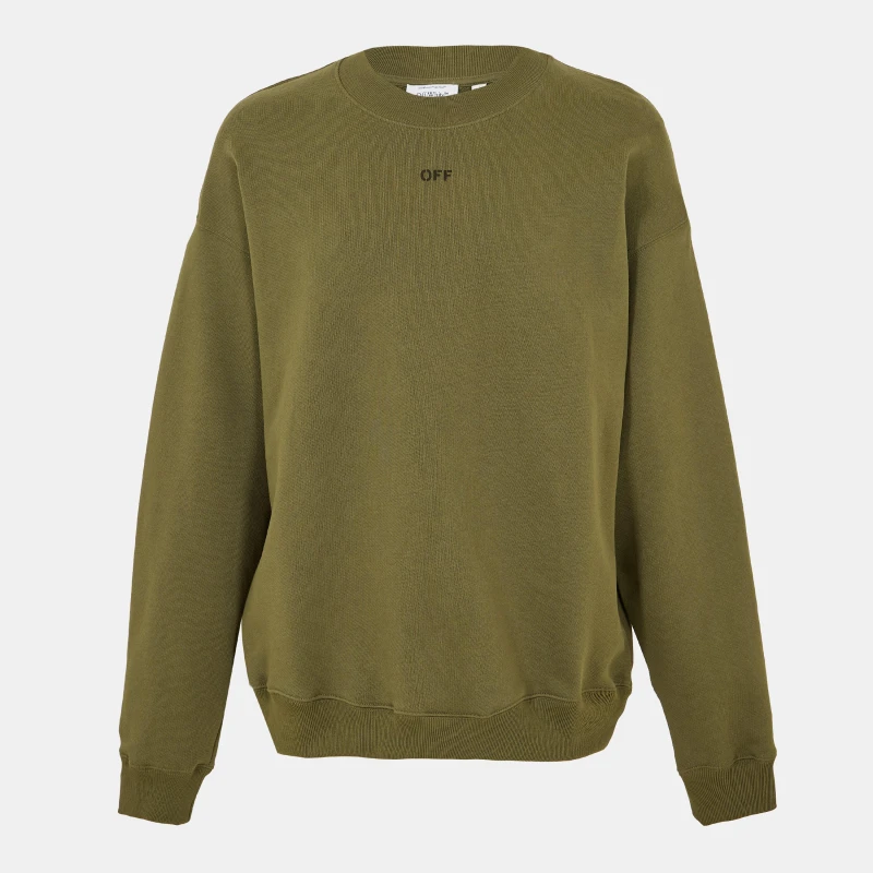 Image of Off White Mens Skate Relaxed Fit Crew Sweatshirt Moss/Black male XS