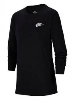 image of Nike Older Boys Futura T-Shirt - Black White