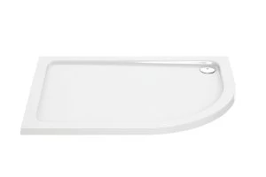 image of Wickes Offset Quadrant Right Hand 45mm White Cast Stone Shower Tray 1200x900mm