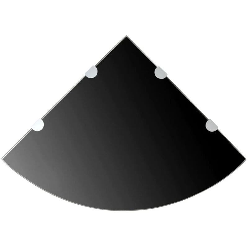 Image of vidaXL Corner Shelf with Chrome Supports Glass Black 45x45cm Floating Display