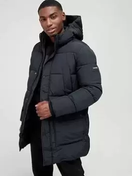 Image of Calvin Klein Crinkle Nylon Long Length Padded Coat - Black, Size XL, Men
