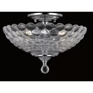 image of Impex Dallas Chrome Bowl Semi Flush Ceiling Light