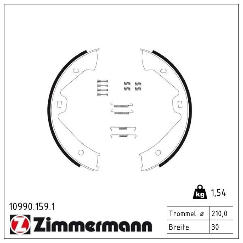 Image of ZIMMERMANN Handbrake shoes ZIMMERMANN 10990.159.1