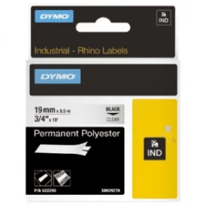 image of Dymo 622290 Black on Clear Label Tape 19mm x 5.5m