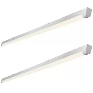 image of 2 PACK 4ft Flicker Free Batten Light - 18W Cool White LED - Matt White & Opal