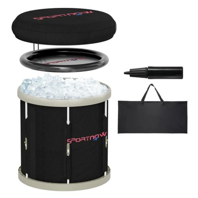 Image of SPORTNOW Ice Bath Tub Outdoor, 210L Portable Cold Water Therapy Tub, Black Black