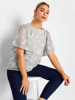 Image of M&Co Angel Sleeve Blouse, Grey, Size 12, Women