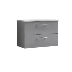 image of Nuie Arno 800mm Wall Hung 2 Drawer Vanity & Bellato Grey Laminate Top Cloud Grey