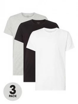 image of Calvin Klein 3 Pack T-Shirt - Black/White/Grey, Size XL, Men