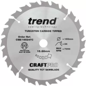 Image of Trend - CSB/16524TC Craft Saw Blade 165Mm x 24 Teeth x 15.88 Thin