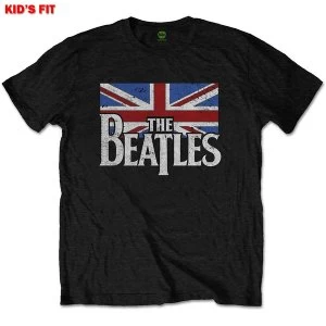 Image of The Beatles - Dop T Logo & Vintage Flag Kids 3 - 4 Years T-Shirt - Black