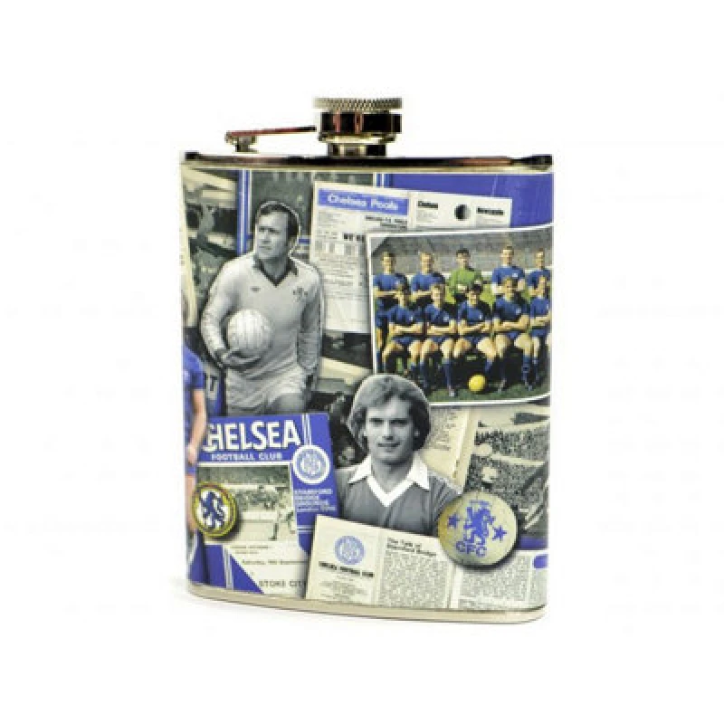 Image of Chelsea FC Chelsea FC Retro Hip Flask in Blue Blue One Size Unisex 5063300748077