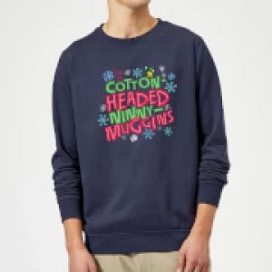 Image of Elf Cotton-Headed Ninny-Muggins Christmas Sweatshirt - Navy - 3XL