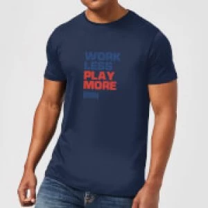 Image of Plain Lazy Work Less Play More Mens T-Shirt - Navy - XXL