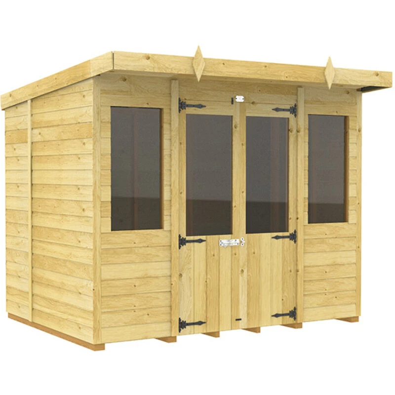 Image of Flat Pack Sheds DIY Sheds 8 x 5 Pent Summer House, Brown 8X5PSHFF