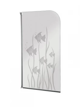 Aqualux Half Framed Radius Fish Design Bath Screen