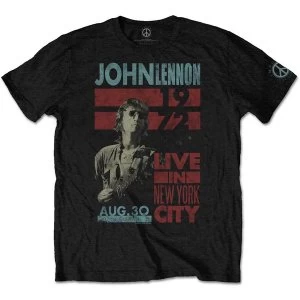 image of John Lennon - Live in NYC Mens Large T-Shirt - Black