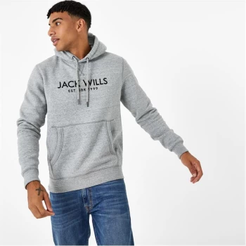 Image of Jack Wills Batsford Graphic Logo Hoodie - Grey Marl NG