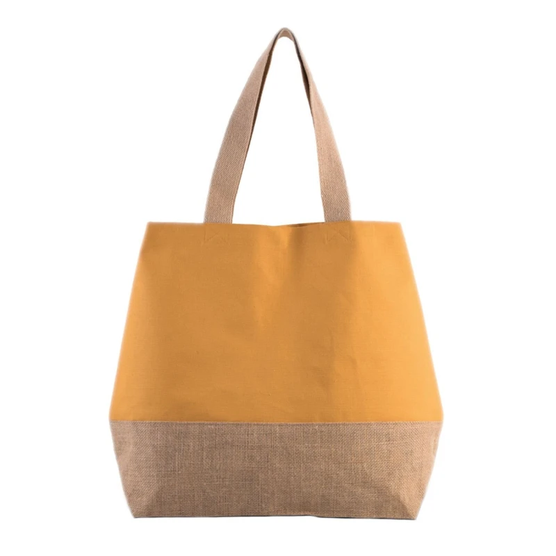 Image of Kimood Kimood Canvas And Jute Shopper Bag in Pale Orange Pale Orange One Size Unisex 5059444645631