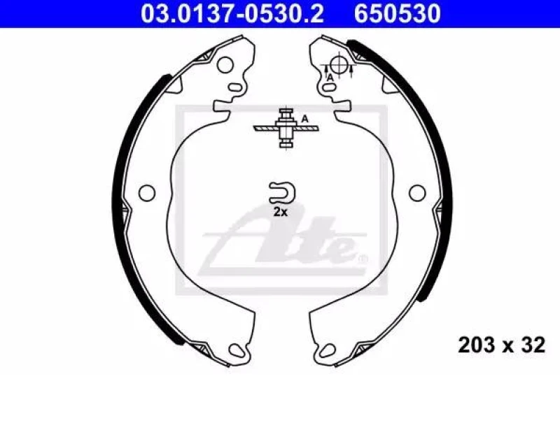Image of ATE 03.0137-0530.2 Brake Shoes without lever Brake Shoe Set (70)