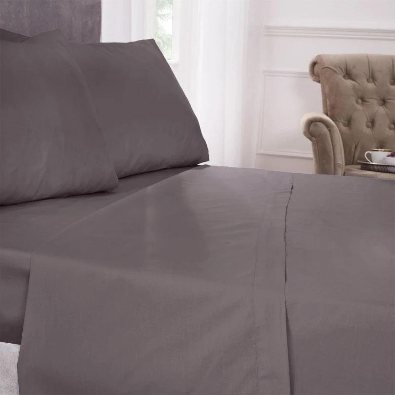 Image of Emma Barclay Flat Sheet 180 Thread Count Percale Grey unisex Super King