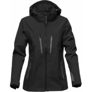 image of Stormtech Womens/Ladies Patrol Hooded Soft Shell Jacket (M) (Black/Carbon)