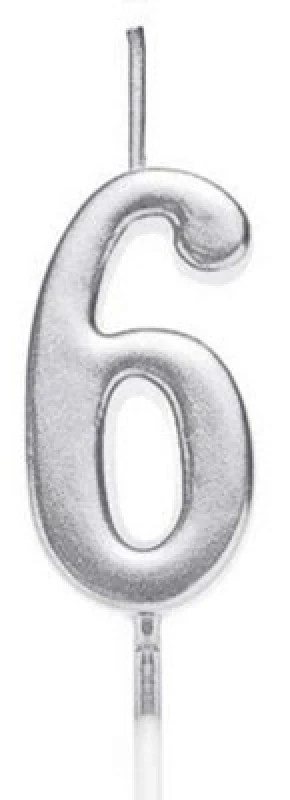 Image of Shatchi Silver 6 Number Candle Birthday Anniversary Party Cake Decorations Topper Silver unisex