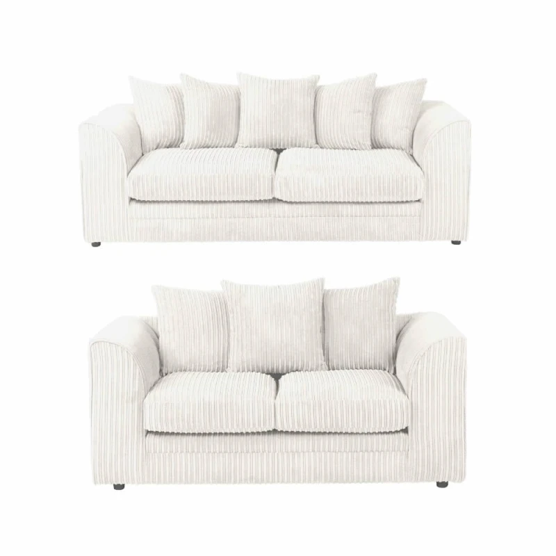 Image of LUXURY LIFE Dylan Jumbo Cord Fabric Sofa Set White
