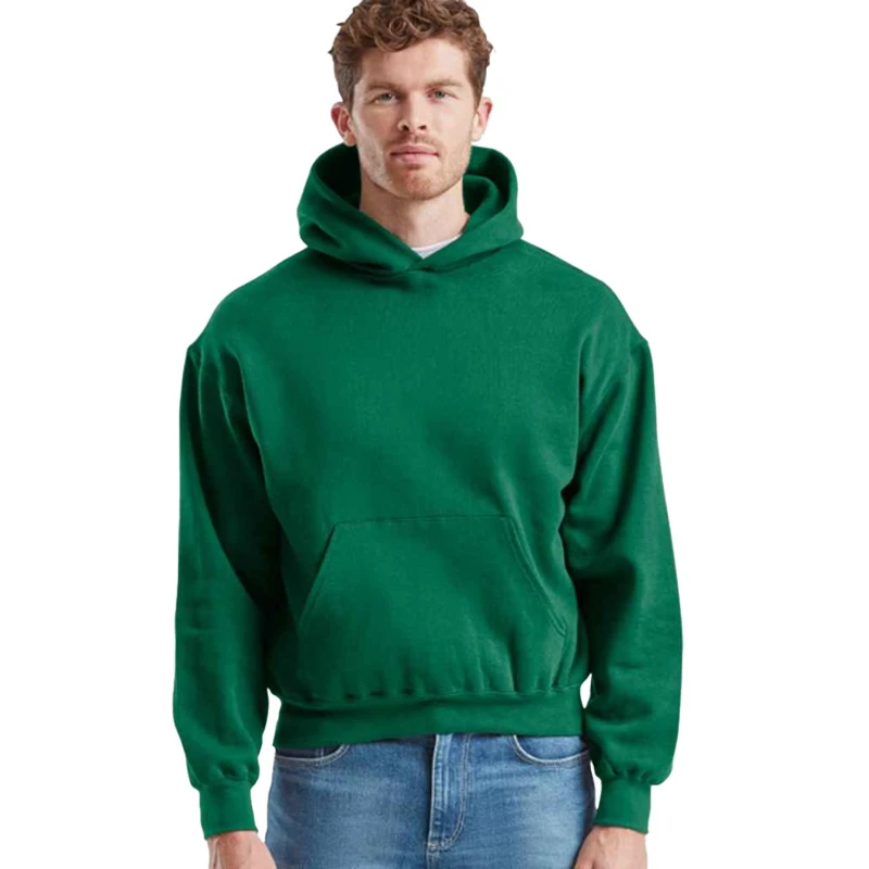 Image of Fruit Of The Loom Fruit of the Loom Men Supercotton Cotton Hoodie in Green Size: Small Green S Male 5063693935252
