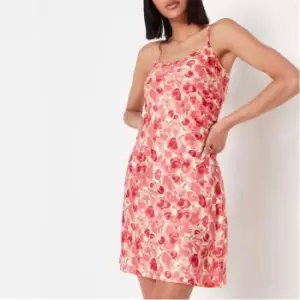 image of Missguided Floral Print Cowl Neck Satin Mini Dress - Multi