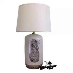 image of Black & White Ceramic Lamp with Pineapple Design 69cm