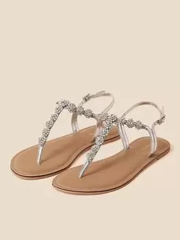 Image of Accessorize Reno Silver Sparkle Sandal, Silver, Size 40, Women