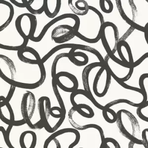 Image of Holden Decor Squiggle Black/White Wallpaper