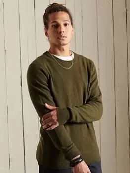Image of Superdry Lambswool Lightweight Knit - Green, Size L, Men