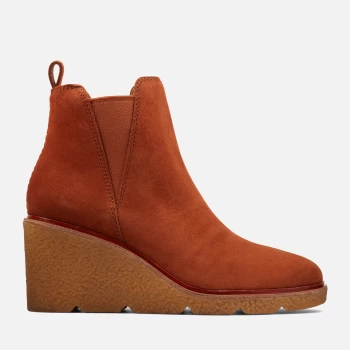 Image of Clarks Womens Clarkford Top Suede Wedged Boots - Dark Tan - UK 4