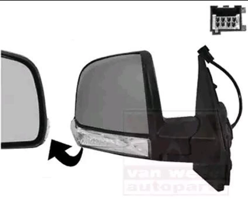 Image of VAN WEZEL 1638806 Wing mirror * HAGUS * Right, without wide angle mirror, primed Outside Mirror (50)