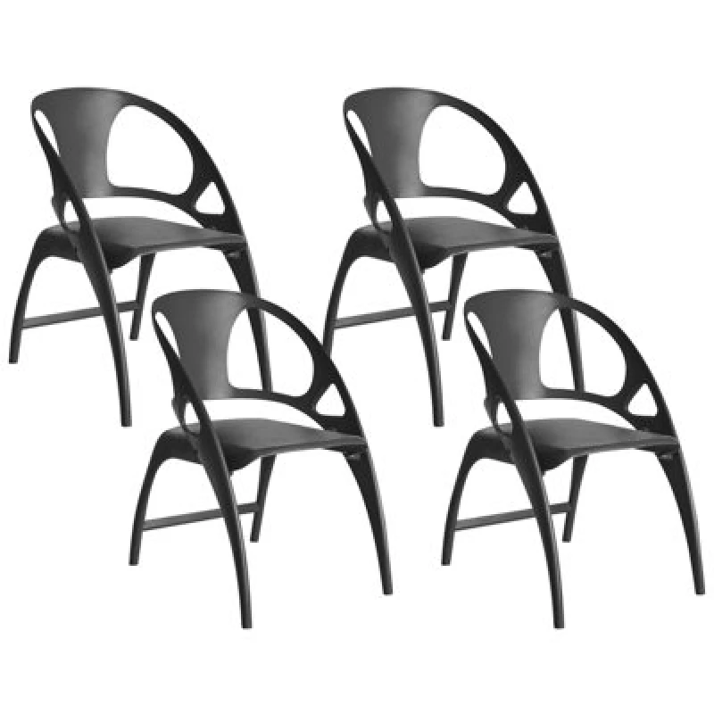 Image of Beliani Set Of 4 Garden Chairs Nemi Folding Black