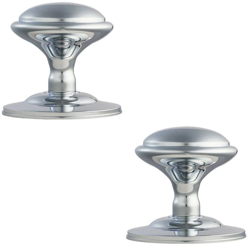Image of Loops 2x Round Victorian Centre Door Knob Polished Chrome 85mm Rose Outdoor Handle Multi unisex
