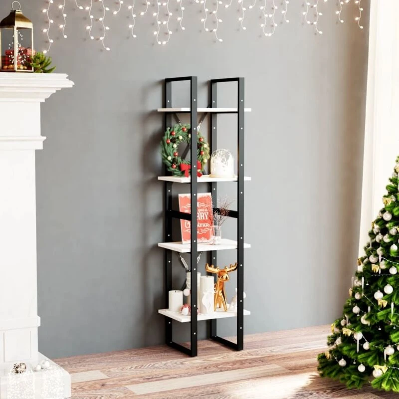 Image of VIDAXL 4-Tier Book Cabinet White 40x30x140cm Solid Pine Wood Vidaxl 8720286567135