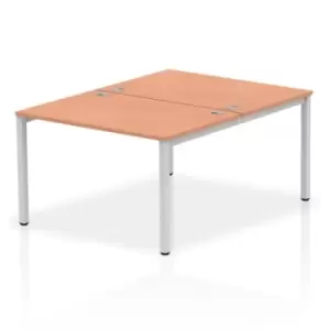 image of Impulse Bench B2B 2 Person 1200 Silver Frame Office Bench Desk Beech