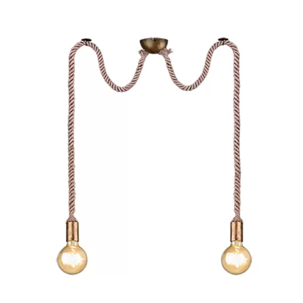 image of Rope Vintage 2 Light Bar Pendant Ceiling Light Old brass